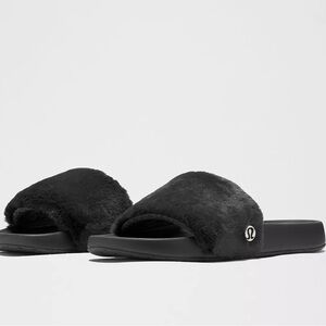 Lululemon Athletica Black Restfeel Faux Fur Slides Women’s Size 8